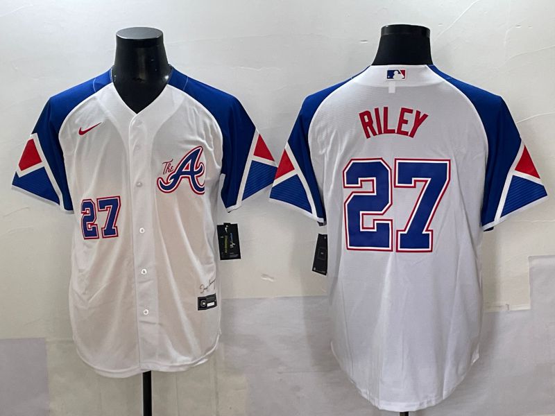 Men 2025 Atlanta Braves #27 Riley White blue City Edition Nike MLB Jersey style 1